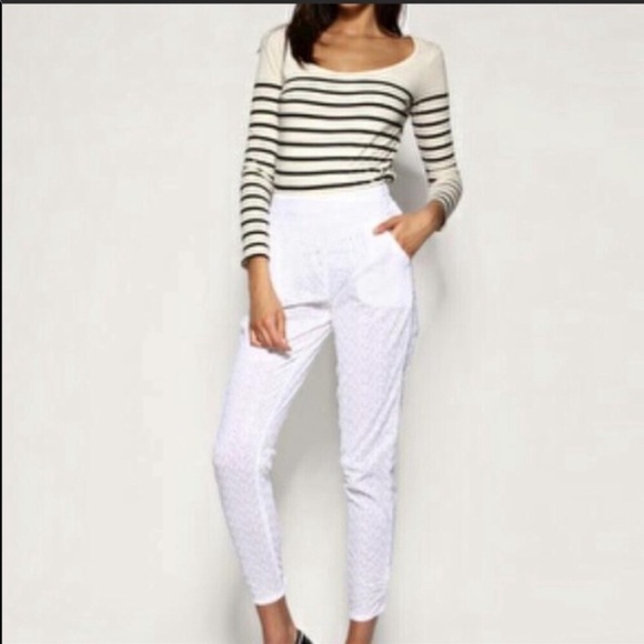 ASOS White Skinny Pant Embroidered Pant High Waist - Picture 2 of 7